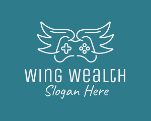 Winged Gamer Joystick  logo design