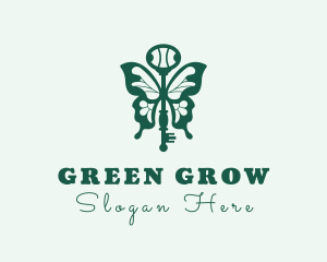 Green Butterfly Key logo design