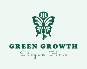 Green Butterfly Key logo design