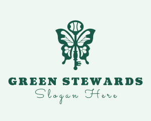 Green Butterfly Key logo design