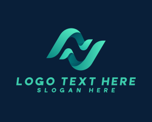 Professional Wave Startup Letter N logo