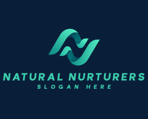 Professional Wave Letter N logo design