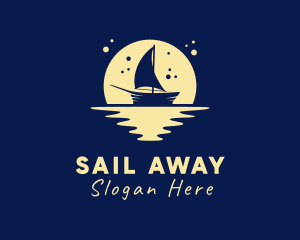 Sailing Boat Moon logo design