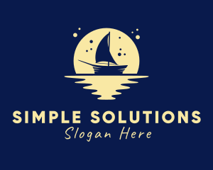 Sailing Boat Moon logo design