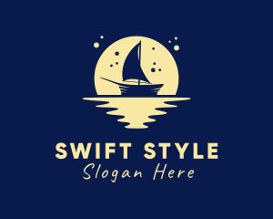 Sailing Boat Moon logo design