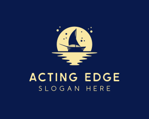 Sailing Boat Moon logo design