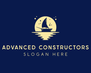 Sailing Boat Moon logo design