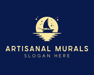 Sailing Boat Moon logo design