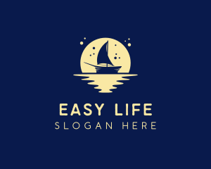 Sailing Boat Moon logo design