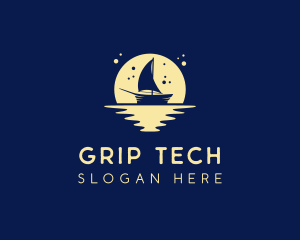 Sailing Boat Moon logo design