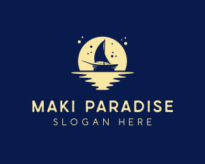 Sailing Boat Moon logo design