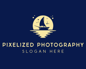 Sailing Boat Moon logo design