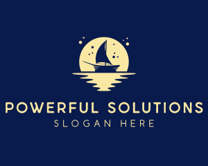 Sailing Boat Moon logo design