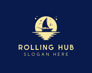 Sailing Boat Moon logo design