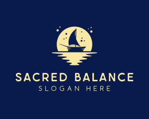 Sailing Boat Moon logo design