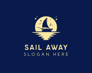 Sailing Boat Moon logo design