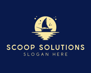 Sailing Boat Moon logo design