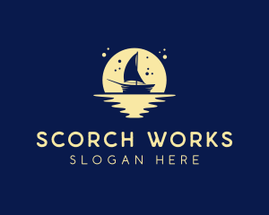 Sailing Boat Moon logo design