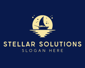 Sailing Boat Moon logo design