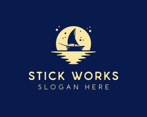 Sailing Boat Moon logo design