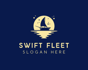 Sailing Boat Moon logo design