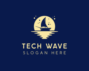 Sailing Boat Moon logo design