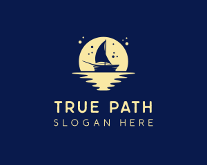 Sailing Boat Moon logo design