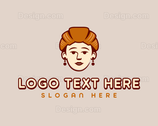 Woman Croissant Pastry Logo