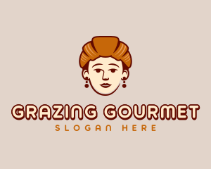 Woman Croissant Pastry logo design