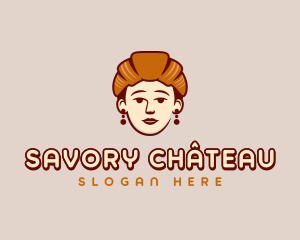 Woman Croissant Pastry logo design