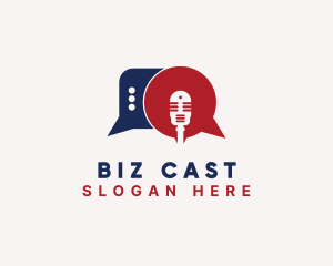 Chat Bubble Podcast Microphone logo