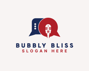 Chat Bubble Podcast Microphone logo design