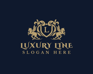 Luxury Pegasus Ornate Shield logo design