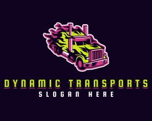 Flaming Logistics Truck logo design