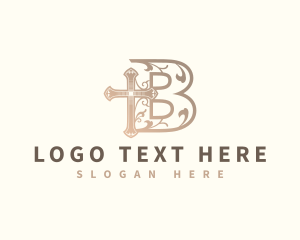 Spiritual Religious Cross Letter B Logo