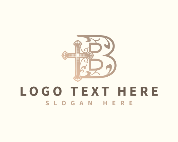 Spiritual Religious Cross Letter B logo