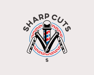 Barber Pole Razor logo design