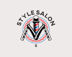 Barber Pole Razor logo design