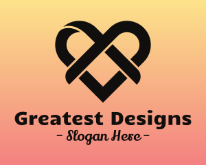 Wedding Ribbon Heart logo design