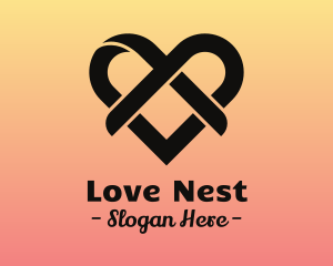 Wedding Ribbon Heart logo design