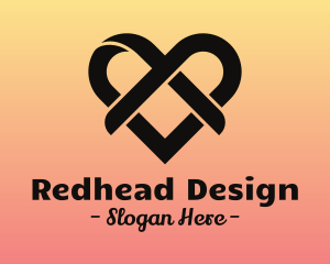 Wedding Ribbon Heart logo design