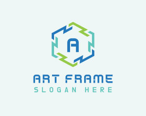 Hexagon Frame Technology logo design