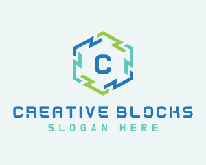 Hexagon Frame Technology logo design