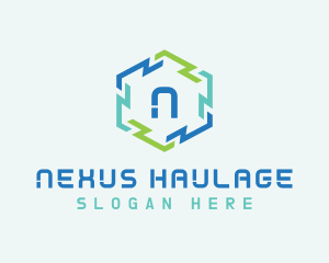 Hexagon Frame Technology logo design