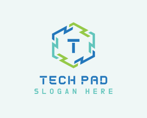 Hexagon Frame Technology logo design