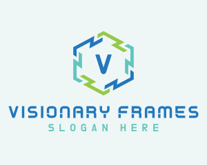 Hexagon Frame Technology logo design