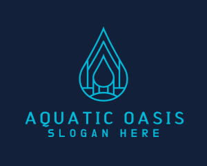 Blue Sea Water Droplet logo design