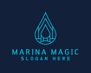 Blue Sea Water Droplet logo design