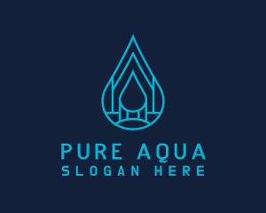 Blue Sea Water Droplet logo design