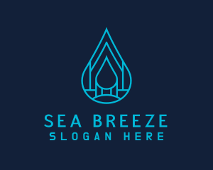 Blue Sea Water Droplet logo design